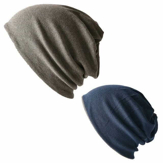 ブラウン×ネイビーのトルネード R/V 天竺 オーガニックコットン ワッチ ネックウォーマー 