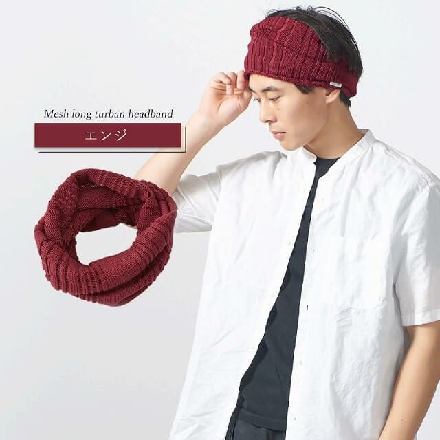 メッシュ ロング ターバン ヘアバンド