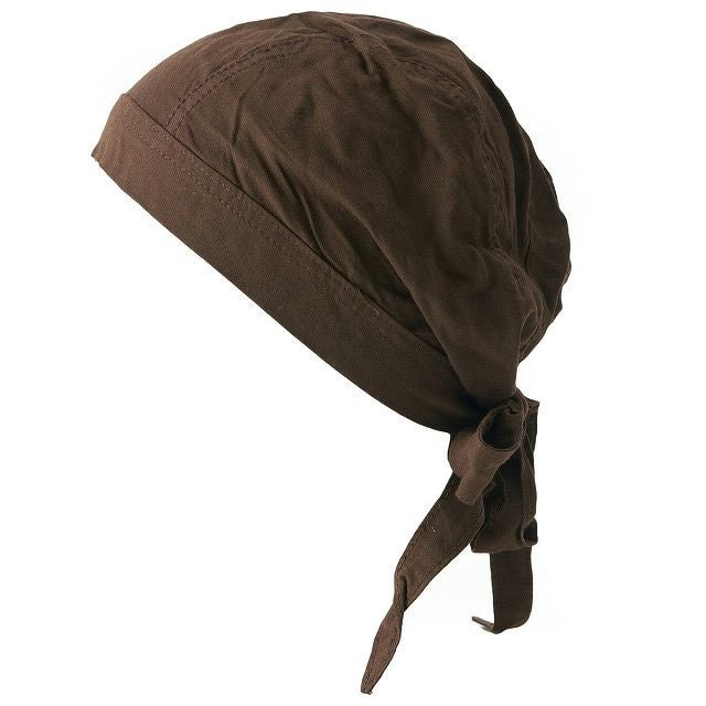 ブラウンのレーヨンバンダナキャップ【無地】 | メンズ レディース 秋冬 三角巾 料理 スポーツ 汗止め 医療用帽子 抗がん剤