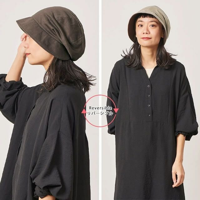 ブラウンとカーキのリバーシブル。