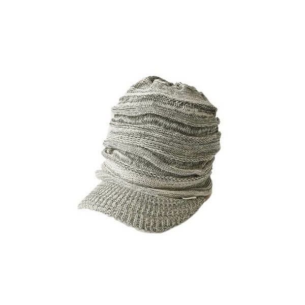 ミックスベージュのゆったり デザイン編み ニットキャスケッ