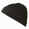 ブラックのコットン ストレッチ リブ ビーニー ワッチ