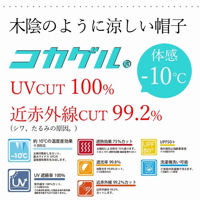 コカゲル UVカット ポリジュート ハット