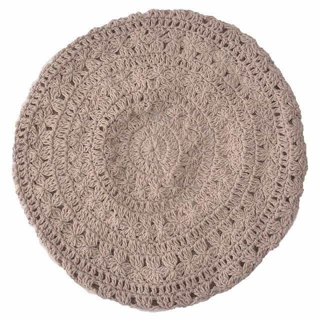 CHARM レース デザイン 手編み コットン ベレー