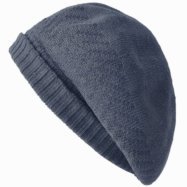 日本製 Ryuura リブ ゆったり リネン ベレー帽