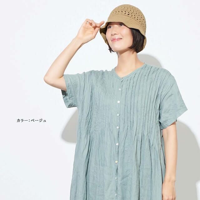 CHARM レース デザイン 手編み コットン バケットハット