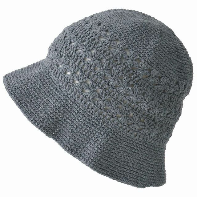 CHARM レース デザイン 手編み コットン バケットハット