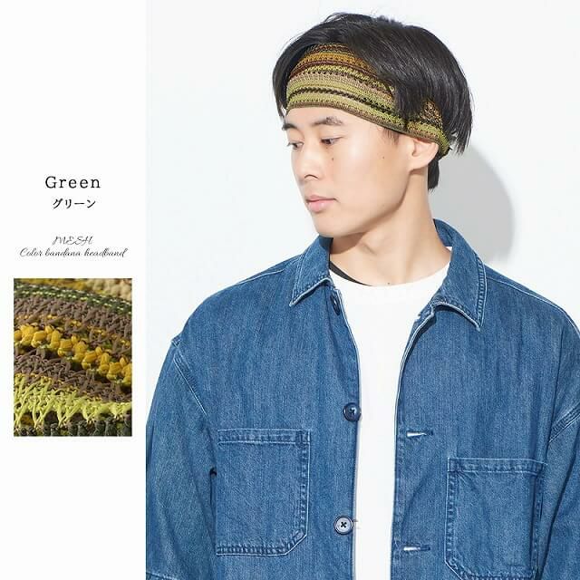 MESH カラー バンダナ ヘアバンド