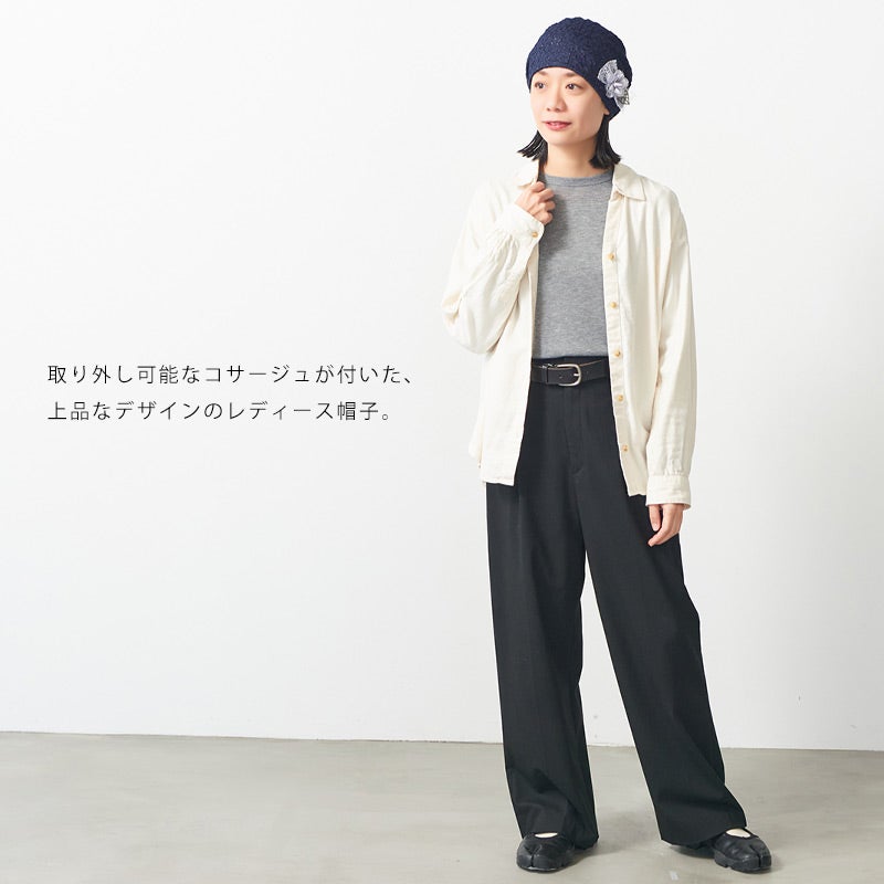 CHARM Kuoji フラワーコサージュ付き ラメ ストレッチ デザインワッチ