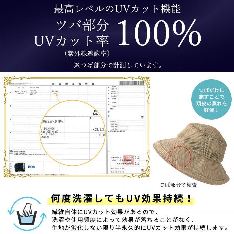 CHARM トバヘン メッシュ UVカット ひも付き つば広ハット