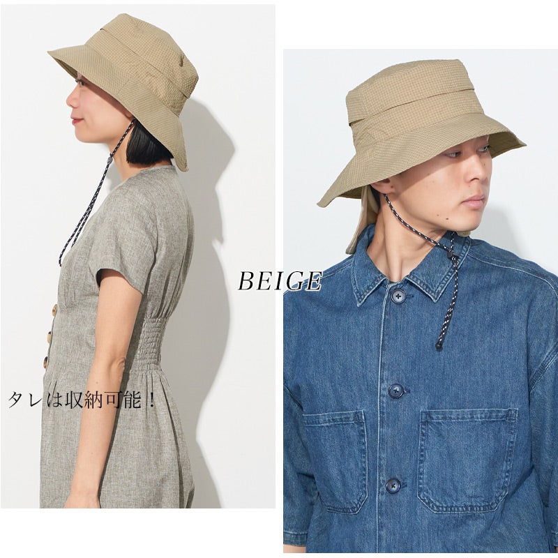 CANOPY ネックカバー&あご紐付き UVカット アドベンチャーハット