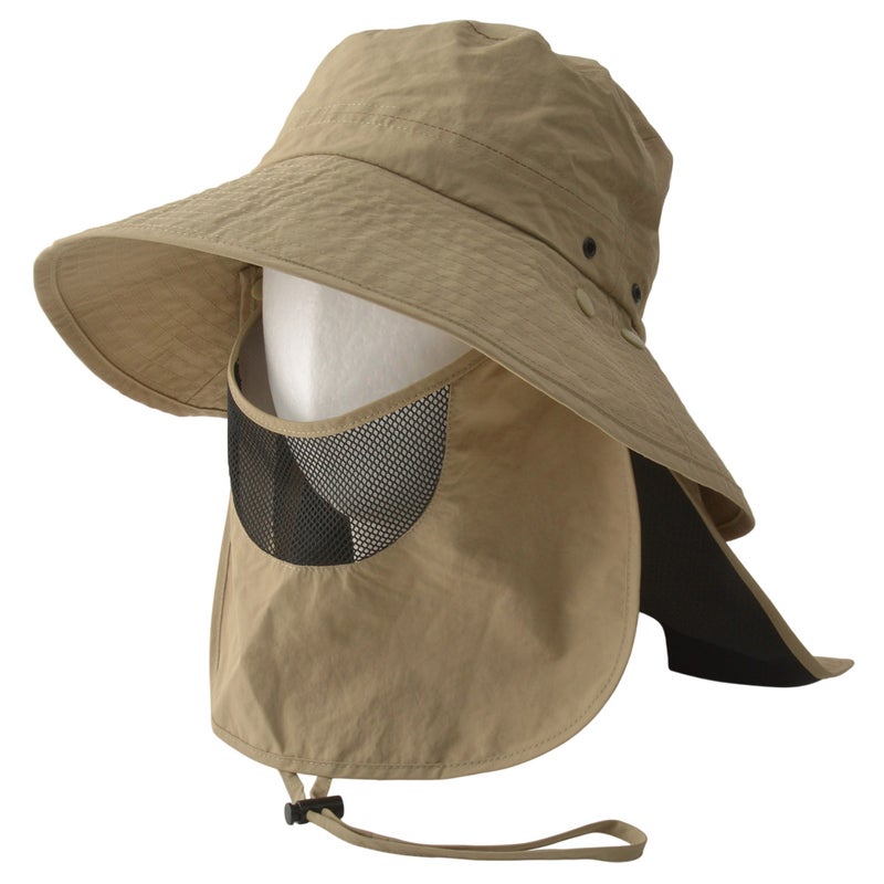 SEMI マスク＆ネックカバー＆あご紐付き UVカット バケットハット