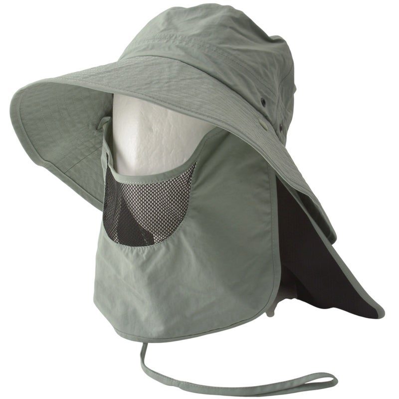 SEMI マスク＆ネックカバー＆あご紐付き UVカット バケットハット