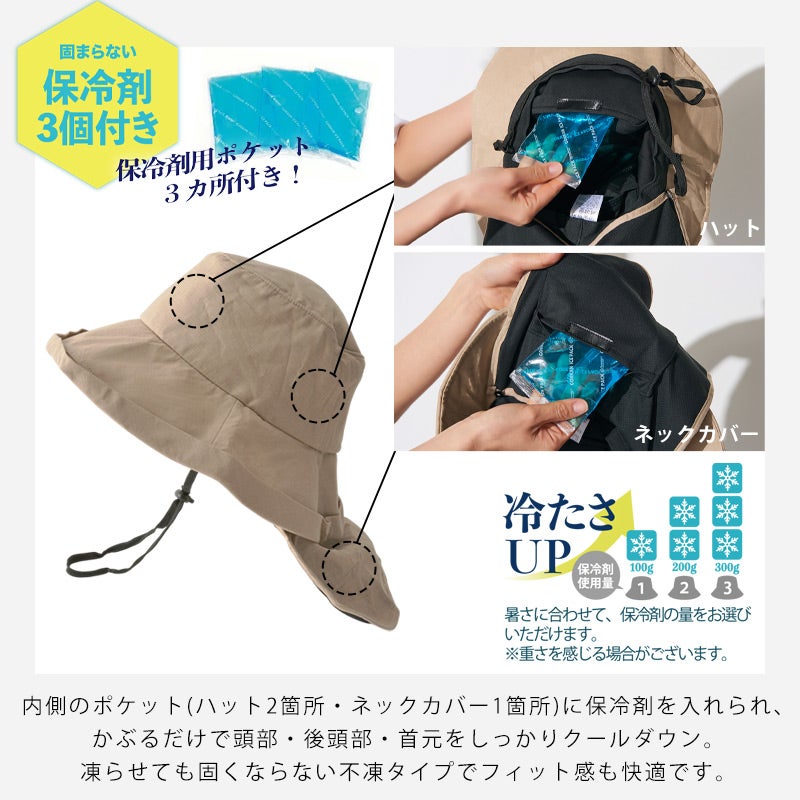 GOKKAN 保冷剤＆ネックカバー＆あご紐付 セーラーハット