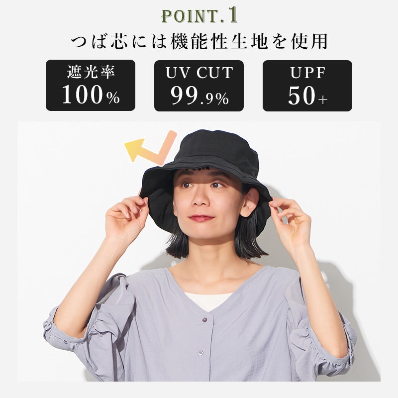 美々帽子 遮光 UVカット 日除けたれ付き ハット