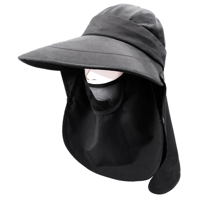 美々帽子 遮光 マスク＆ネックカバー付き 4way ワイドバイザー キャップ